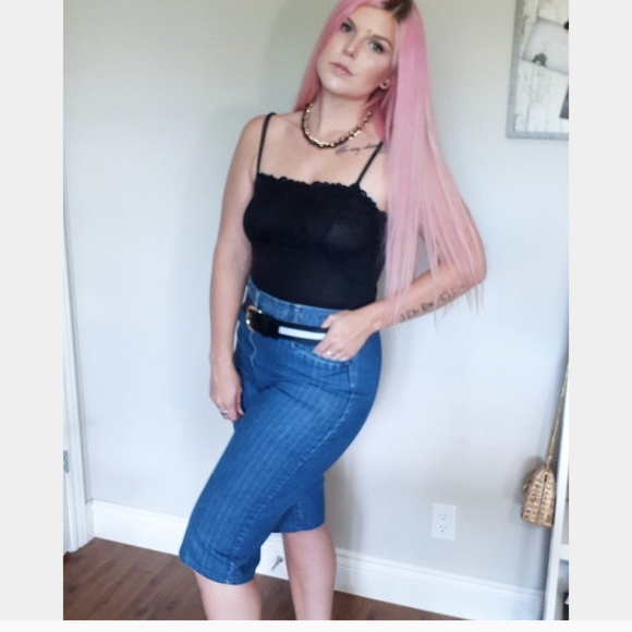 Vintage pinstriped denim capris - Picture 2 of 4